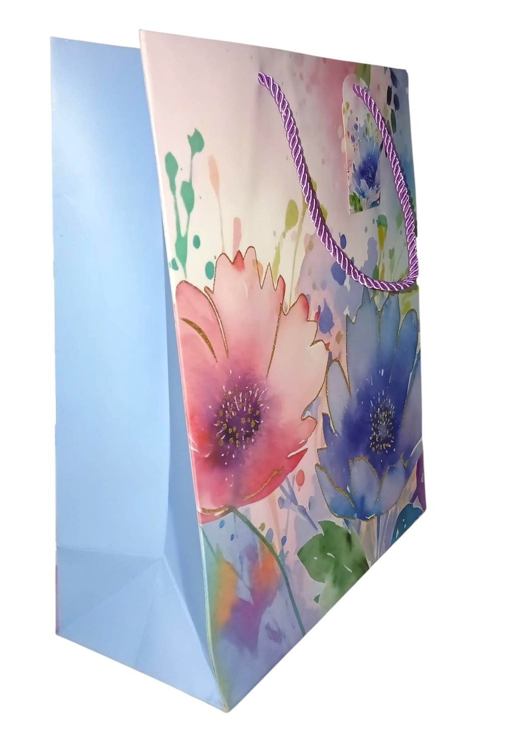 SACOLA FLORES C/GLITTER 32X26X12CM